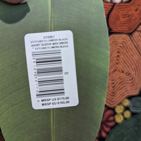 Black Stitched Flowers Lenzing Ecovero Viscose Midi Dress - Picture 2 of 7